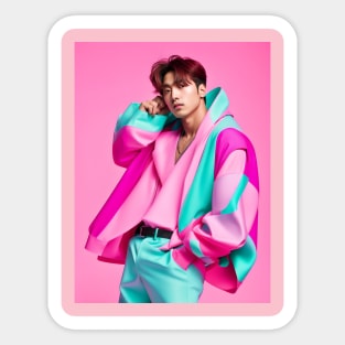 Kpop Man Handsome Pink Sticker